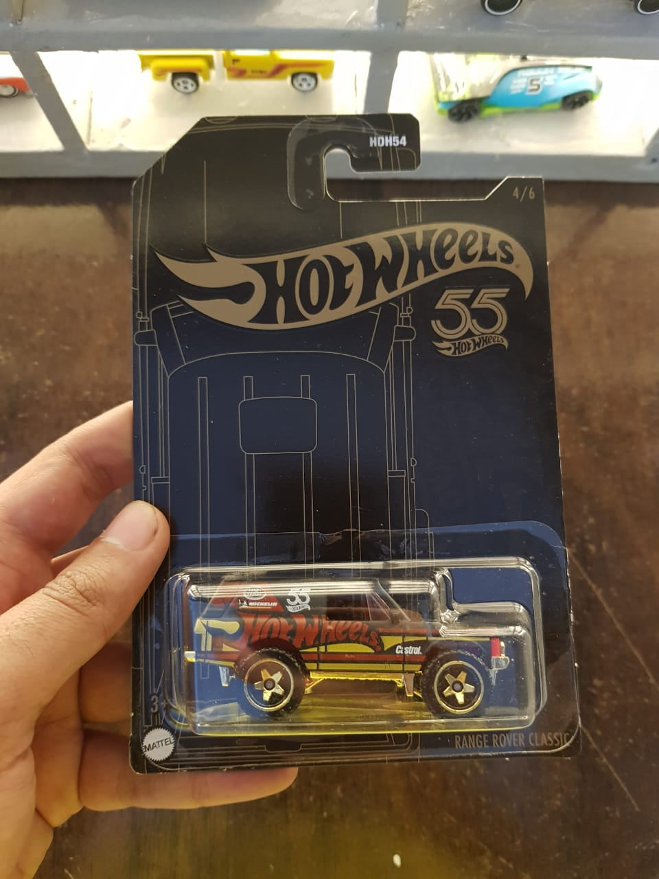 Front view of Hot Wheels 55th Anniversary Edition Range Rover Classic die-cast model