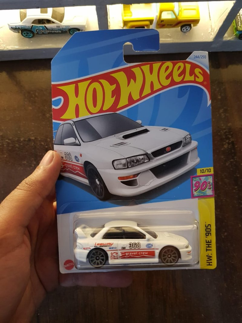 Front view of Hot Wheels '98 Subaru Impreza 22B-STi Version die-cast model