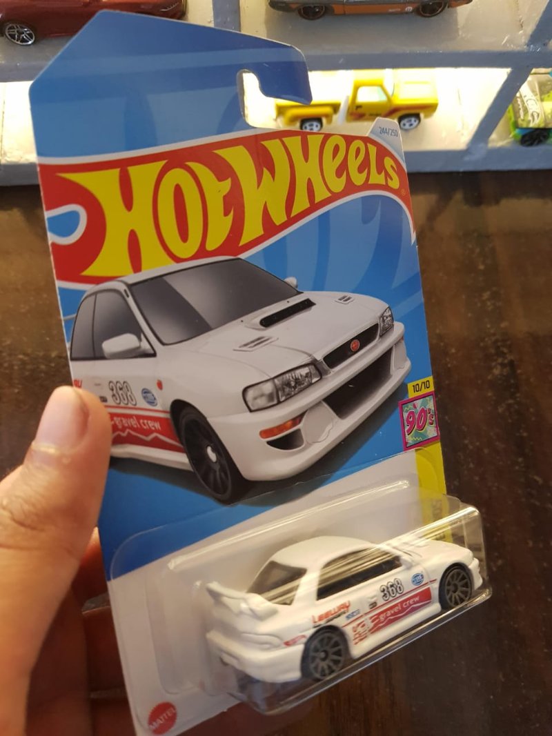 Rear view of Hot Wheels '98 Subaru Impreza 22B-STi Version collectible car