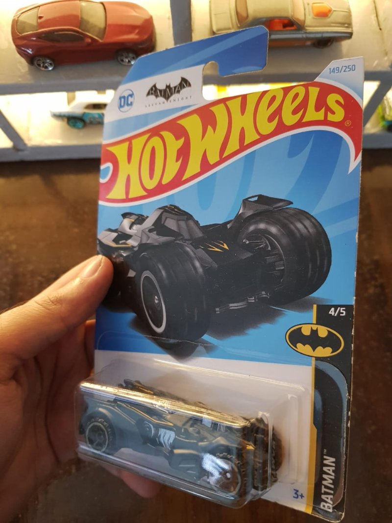 Close-up view of Hot Wheels Batman Arkham Knight Batmobile (Black)