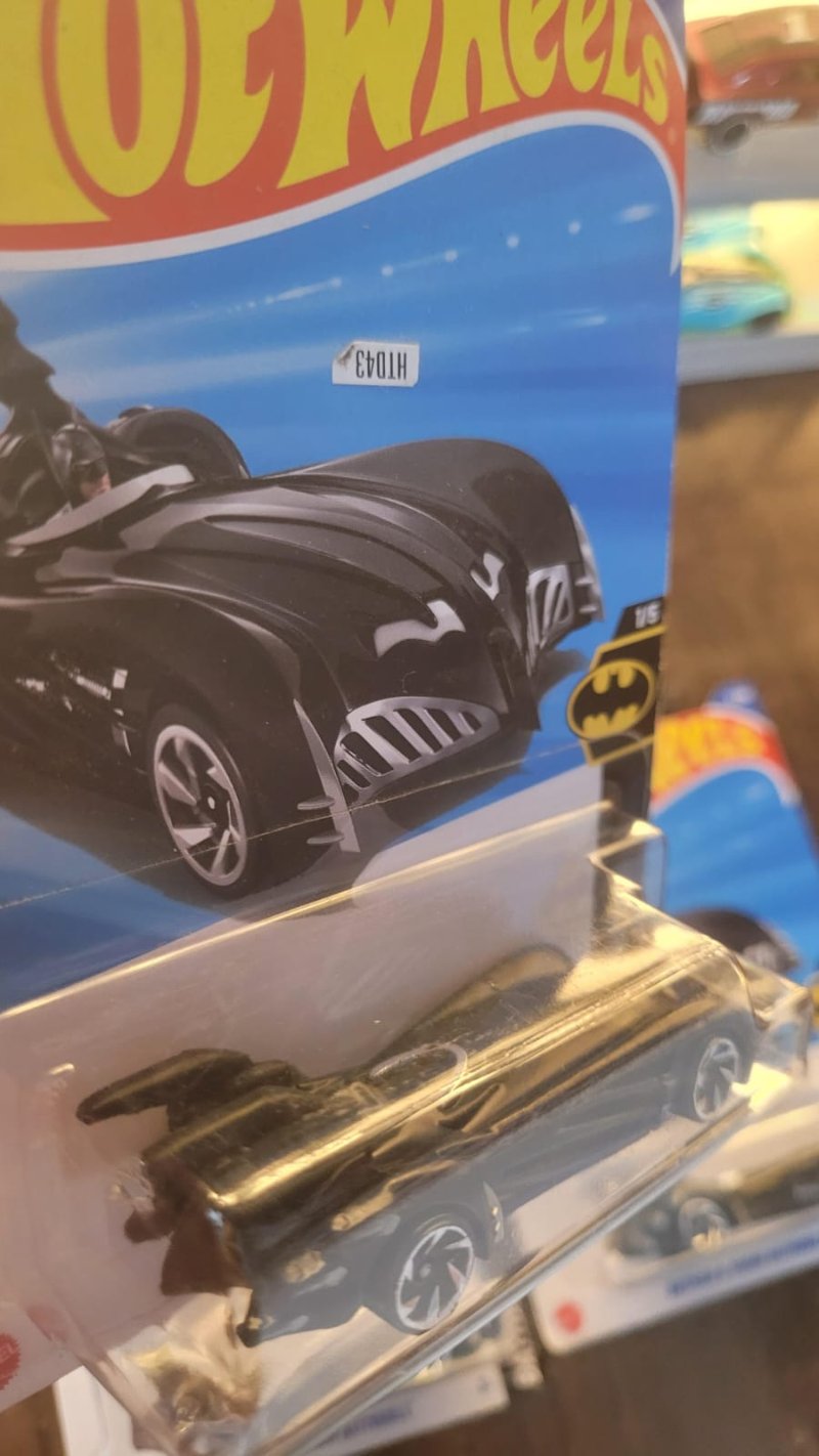Rear view of Hot Wheels Batman and Robin Batmobile black model