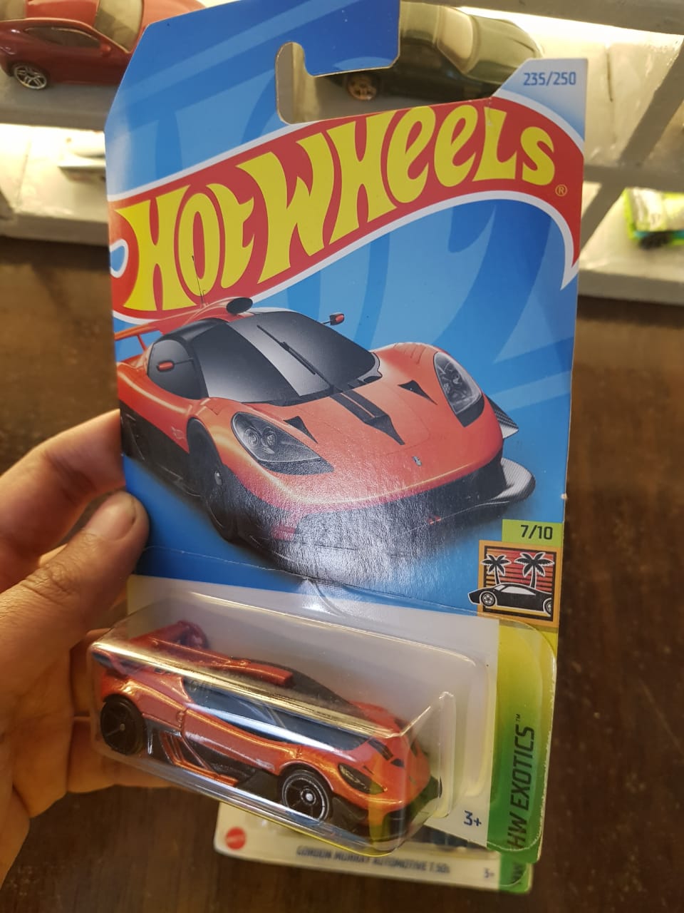 Angled view of Hot Wheels Gordon Murray T.50s Niki Lauda die-cast model