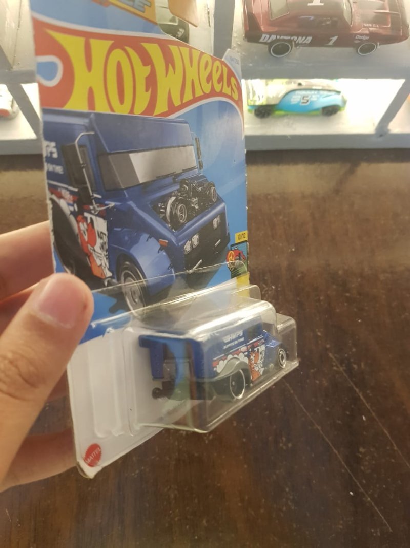 Rear view of Hot Wheels Mailed It Die-Cast Model - Blue