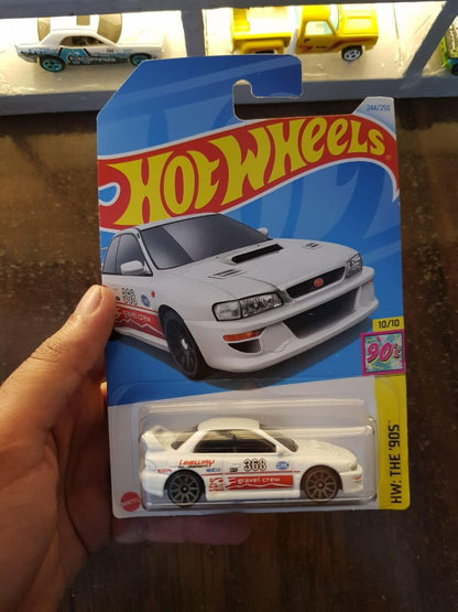 Front view of Hot Wheels '98 Subaru Impreza 22B-STi Version die-cast model