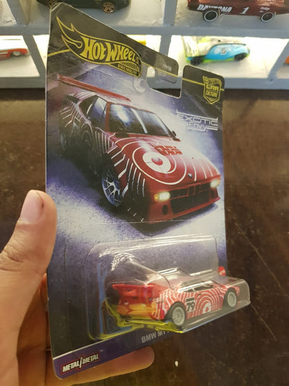 Rear view showcasing the Hot Wheels BMW M1 Procar model