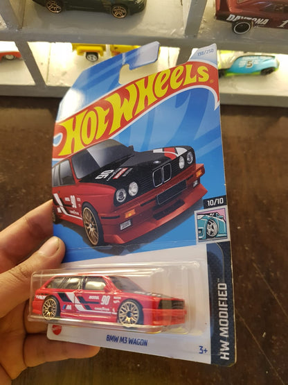 Angled view of Hot Wheels BMW M3 Wagon die-cast model