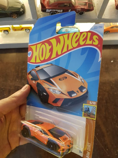 Angled view of Hot Wheels Lamborghini Huracán Sterrato die-cast model