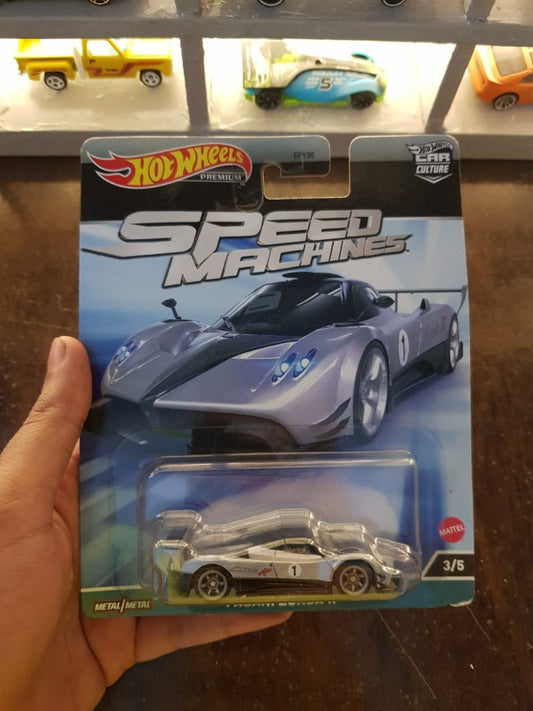 Front view of Hot Wheels Car Culture Speed Machines Pagani Zonda R collectible model