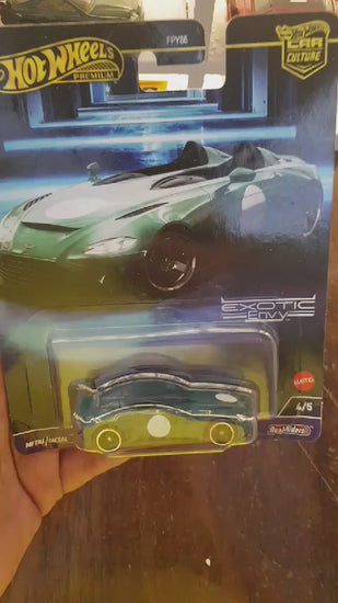 Showcasing the Hot Wheels Premium Aston Martin V12 Speedster with intricate details