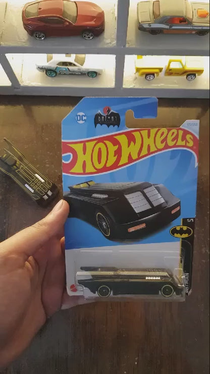 Showcasing Hot Wheels Mainline Batmobile from The Animated Series in collection