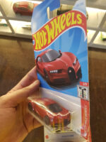 Angled view of Hot Wheels '16 Bugatti Chiron die-cast model