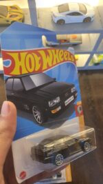 Rear view of Hot Wheels Mainline 1987 Audi Quattro Black Q Case collectible