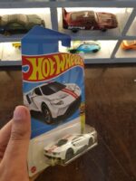 Rear view of Hot Wheels 2017 Ford GT die-cast vehicle