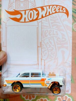 Hot Wheels 1955 Chevy Bel Air Gasser displayed on shelf