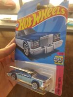 Angled view of Hot Wheels 82 Cadillac Seville die-cast model