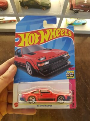 Front view of the Hot Wheels '82 Toyota Supra die-cast car