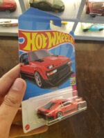 Rear view of the Hot Wheels '82 Toyota Supra die-cast model