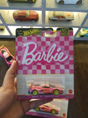 Front view of Hot Wheels Barbie '65 Corvette C8.R die-cast car
