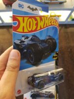 Rear view of Hot Wheels Batman Arkham Knight Batmobile (Blue) die-cast car