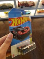 Rear view of Hot Wheels Bugatti Bolide Red Edition model car