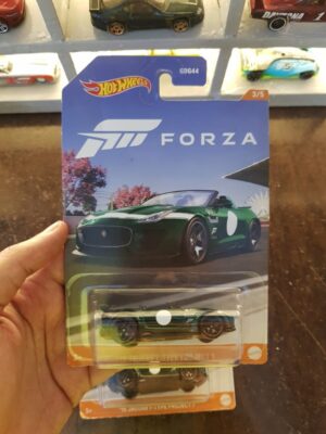 Front view of Hot Wheels Forza Jaguar F-Type Project 7 die-cast model