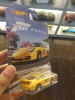 Rear view of Hot Wheels Forza Porsche 911 GT3 die-cast vehicle