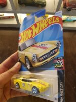 Angled view of Hot Wheels Honda S800 Racing die-cast model