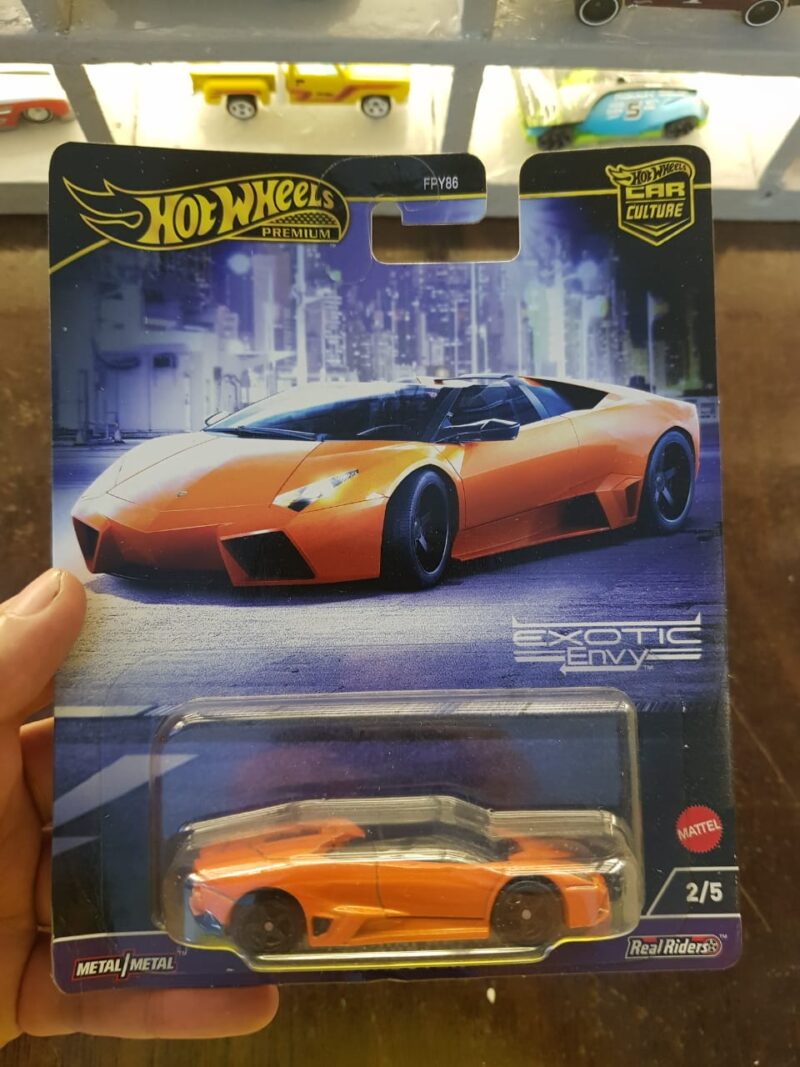 Front view of Hot Wheels Premium Lamborghini Reventón Roadster die-cast model