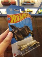 Rear view of Hot Wheels Mainline Batmobile - Gold Die-Cast Model