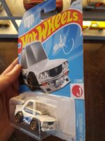 Angled view of Hot Wheels Mainline Mazda RX-3 White die-cast model