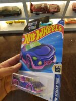 Angled view of Hot Wheels Monster High Ghoul Mobile collectible car