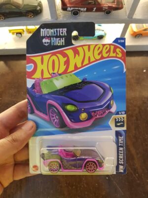 Front view of Hot Wheels Monster High Ghoul Mobile die-cast car