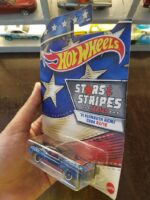 Angled view of Hot Wheels Stars and Stripes '71 Plymouth Hemi Cuda collectible