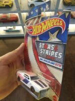 Angled view of Hot Wheels Stars and Stripes AMC Javelin AMX collectible