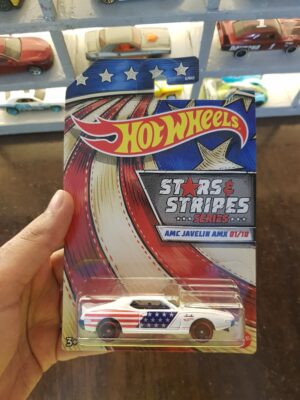 Front view of Hot Wheels Stars and Stripes AMC Javelin AMX collectible car