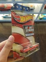 Rear view of Hot Wheels Stars and Stripes '70 Chevy Camaro RS collectible car