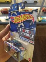 Angled view of Hot Wheels Stars and Stripes Chevy Blazer 4x4 die-cast model