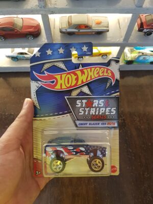 Front view of Hot Wheels Stars and Stripes Chevy Blazer 4x4 die-cast collectible