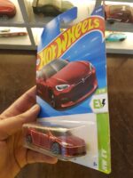 Angled view of Hot Wheels Tesla Model S Plaid die-cast model