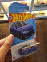 Rear view of Hot Wheels Tesla Model S Plaid die-cast car