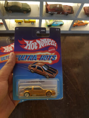 Front view of Hot Wheels Ultra Hots Toyota AE86 Sprinter Trueno die-cast model