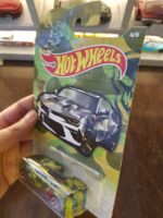 Angled view of Hot Wheels '18 Camaro SS Urban Camo die-cast collectible